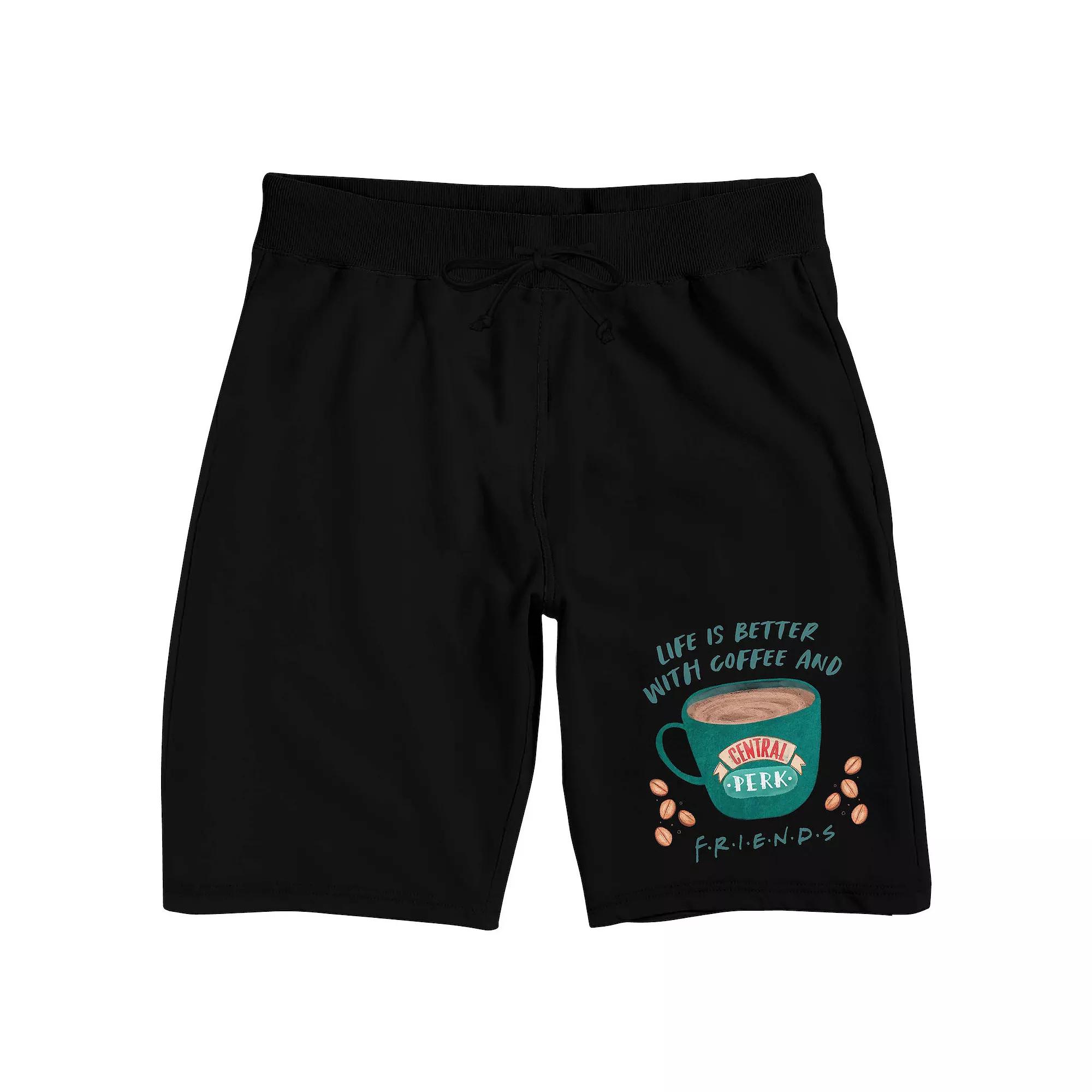 Men's Friends Coffee Shop Sleep Shorts, Size: Small, Black Product Image