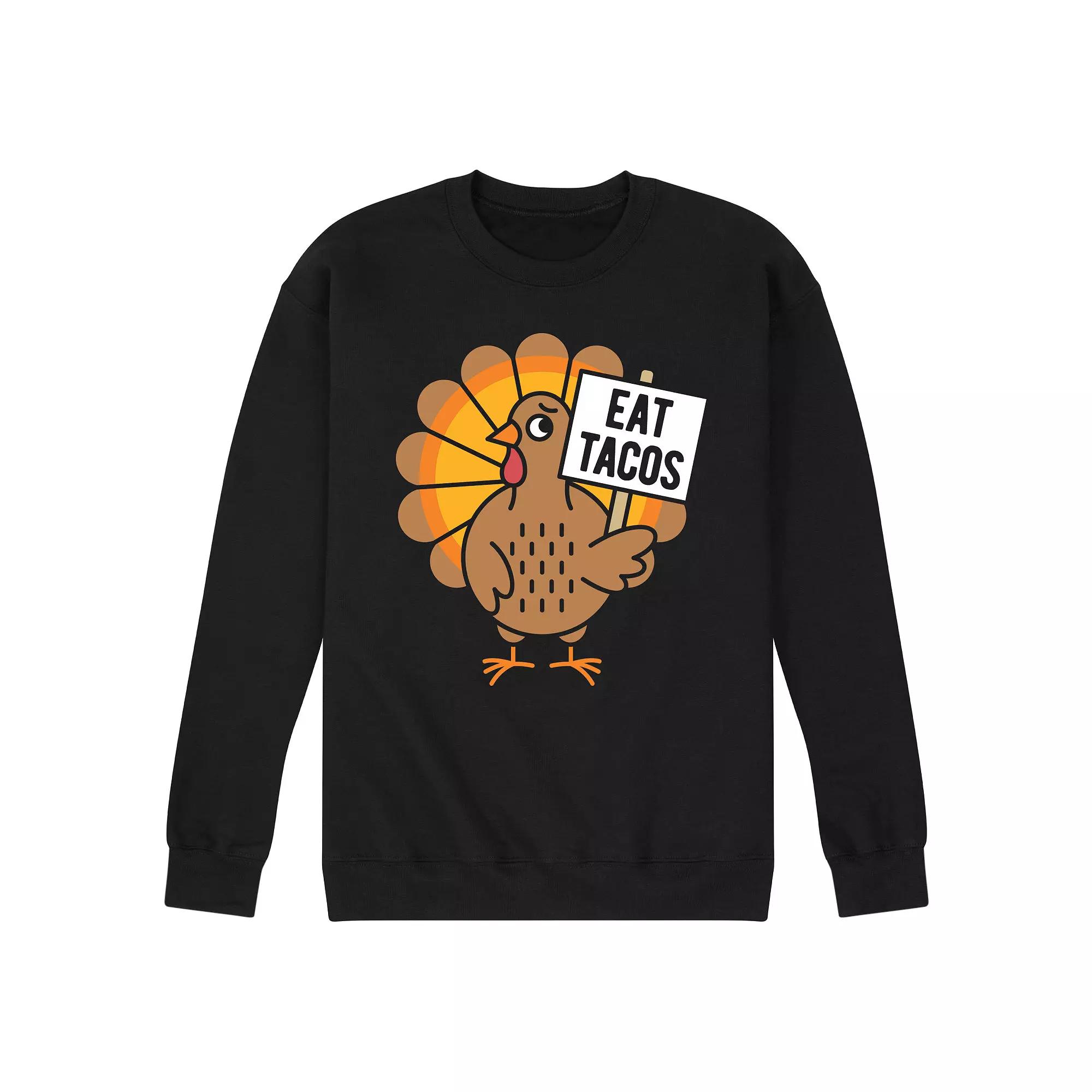 Men's Eat Tacos Turkey Fleece Sweatshirt,  Product Image