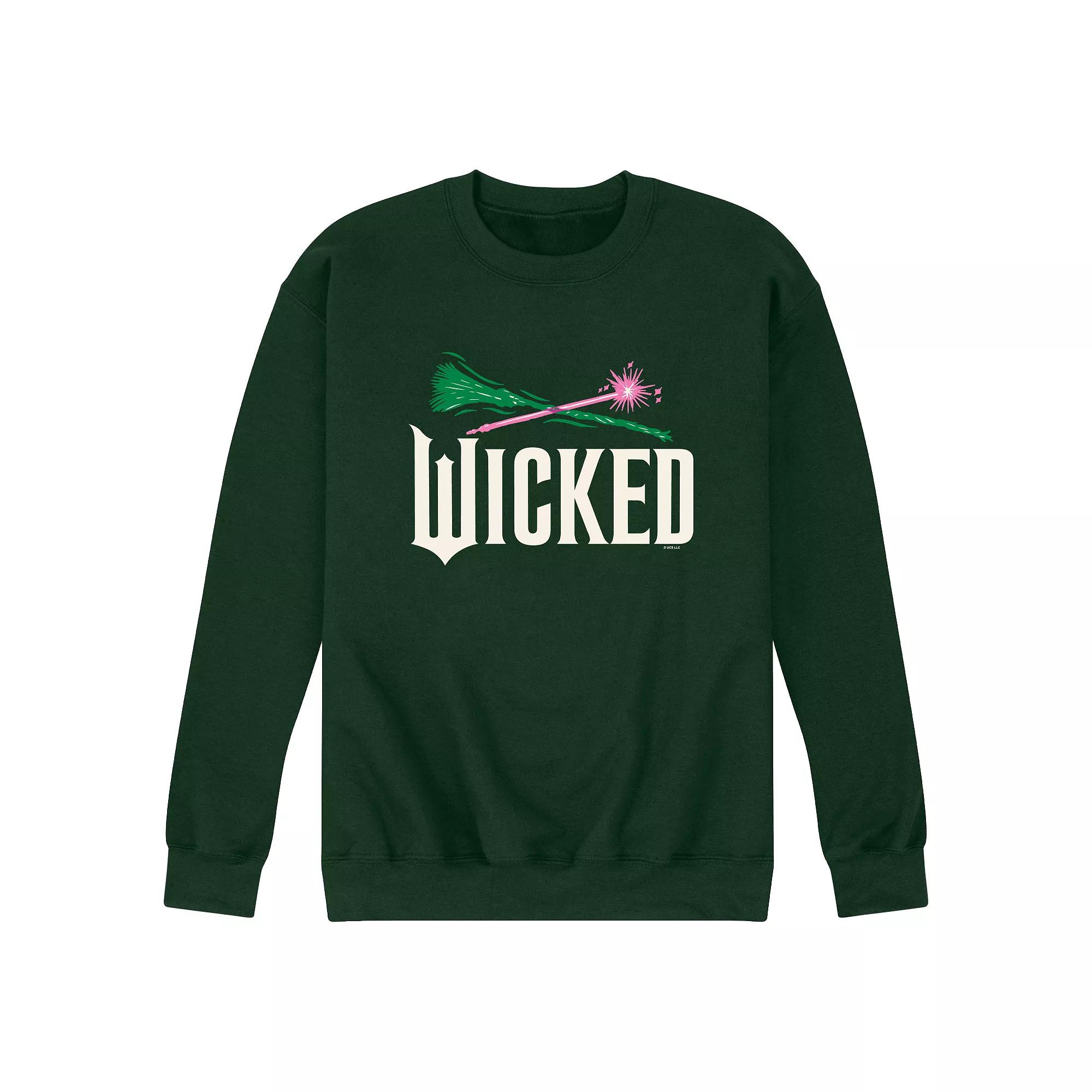 Men's Wicked For Good Logo Broomstick & Wand Fleece Sweatshirt,  Product Image