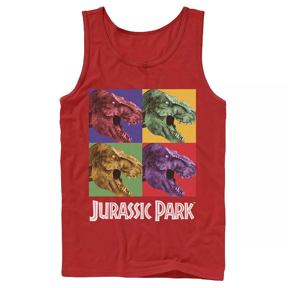 Men's Jurassic Park Four Square Dino Pop Art Style Tank Top,  Product Image