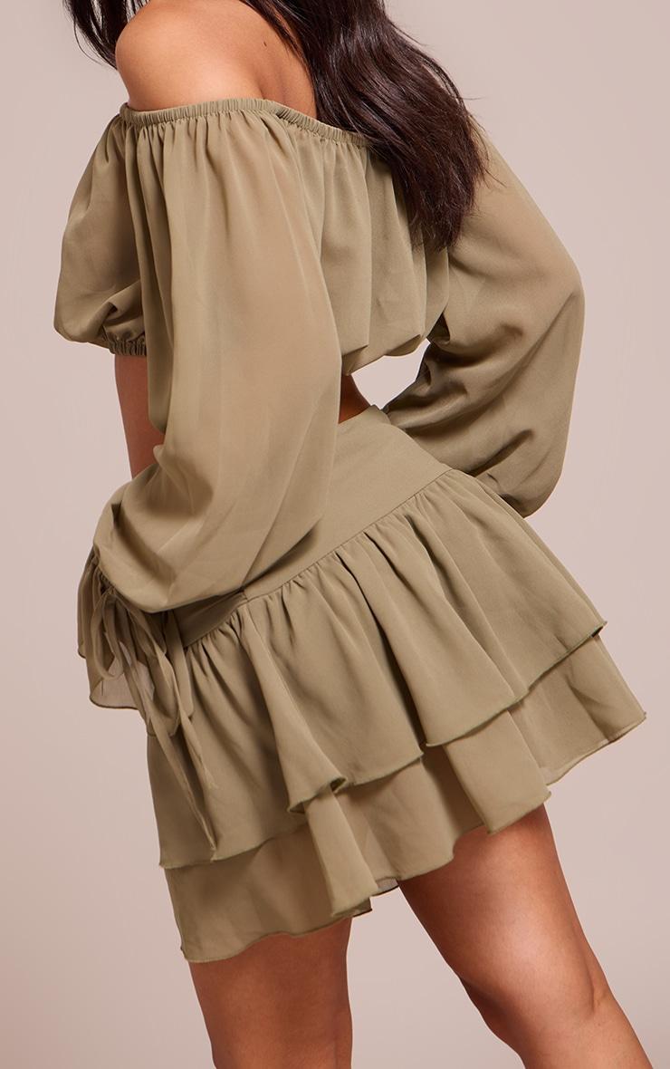 Petite Khaki Ruched Mini Skirt Product Image