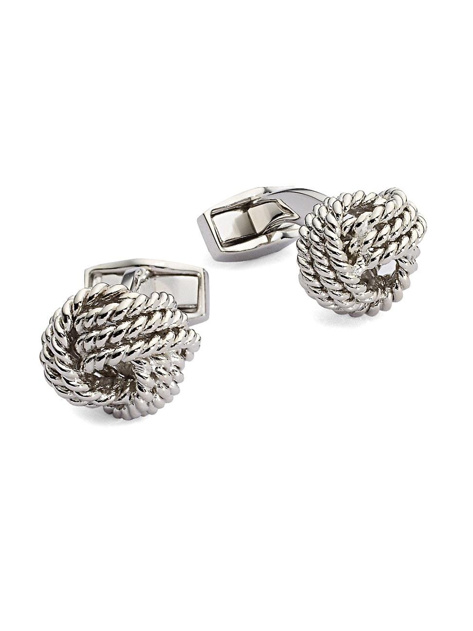 Knot Round Cuff Links, Rhodium Product Image