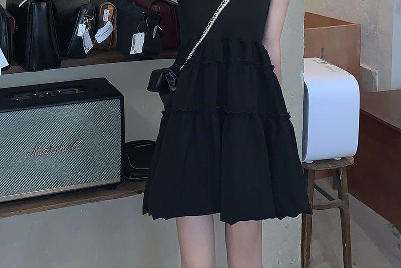 Spaghetti Strap Plain Mini A-line Dress Product Image