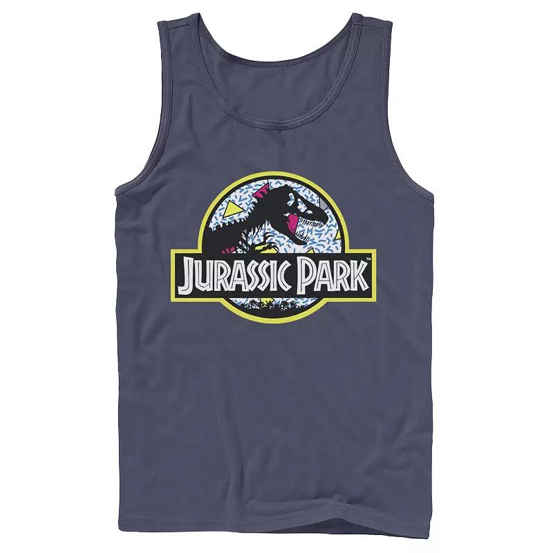Men's Jurassic Park Blue Retro Classic Icon Tank Top,  Product Image
