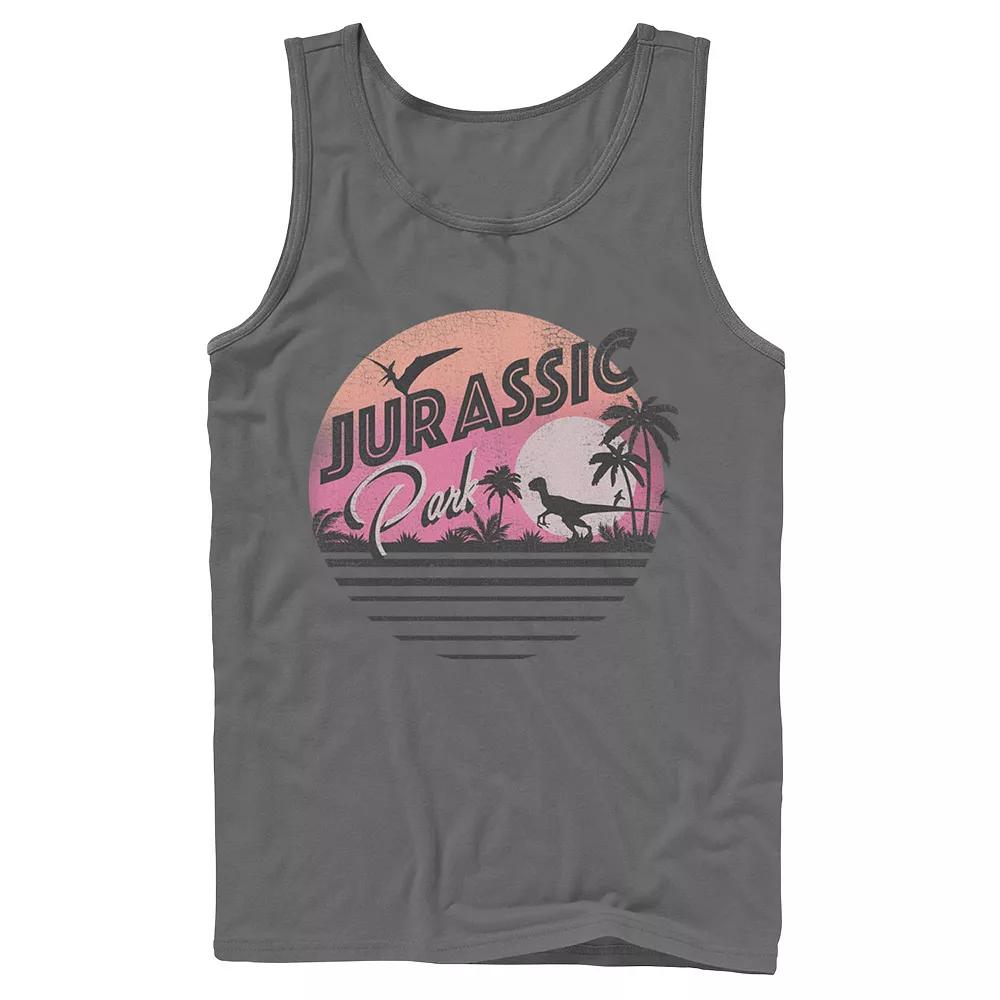 Men's Jurassic Park Neon Gradient Scene Tank Top,  Product Image