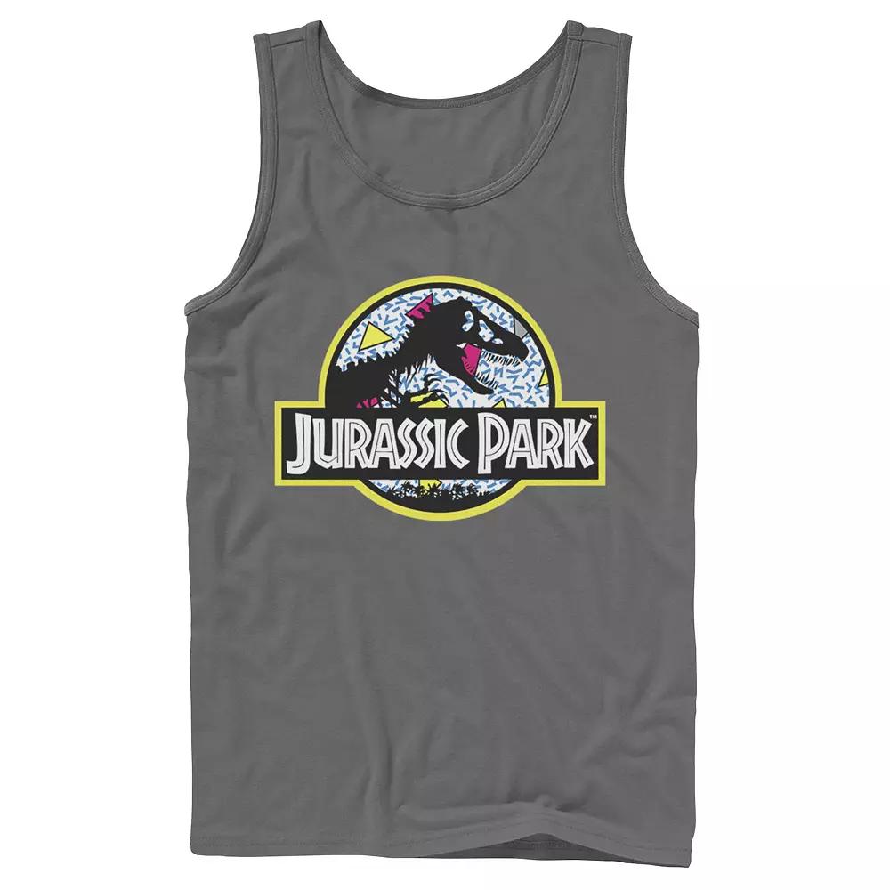 Men's Jurassic Park Blue Retro Classic Icon Tank Top,  Product Image