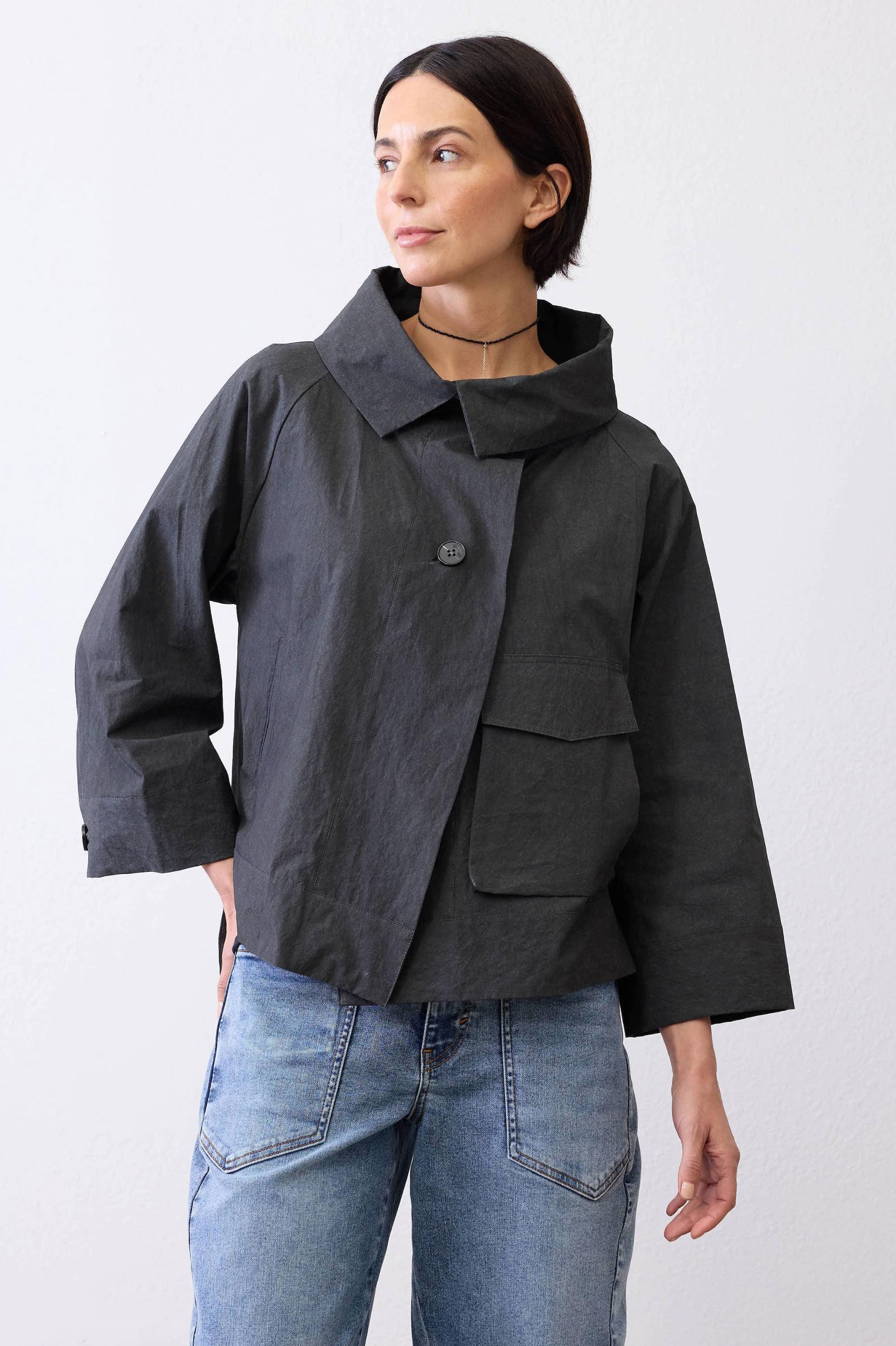 The Cotton Crinkle Mini Drama Jacket Product Image