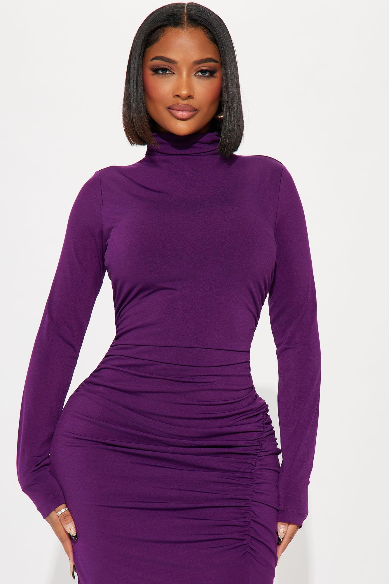 Nat Ruched Maxi Dress - Eggplant Product Image