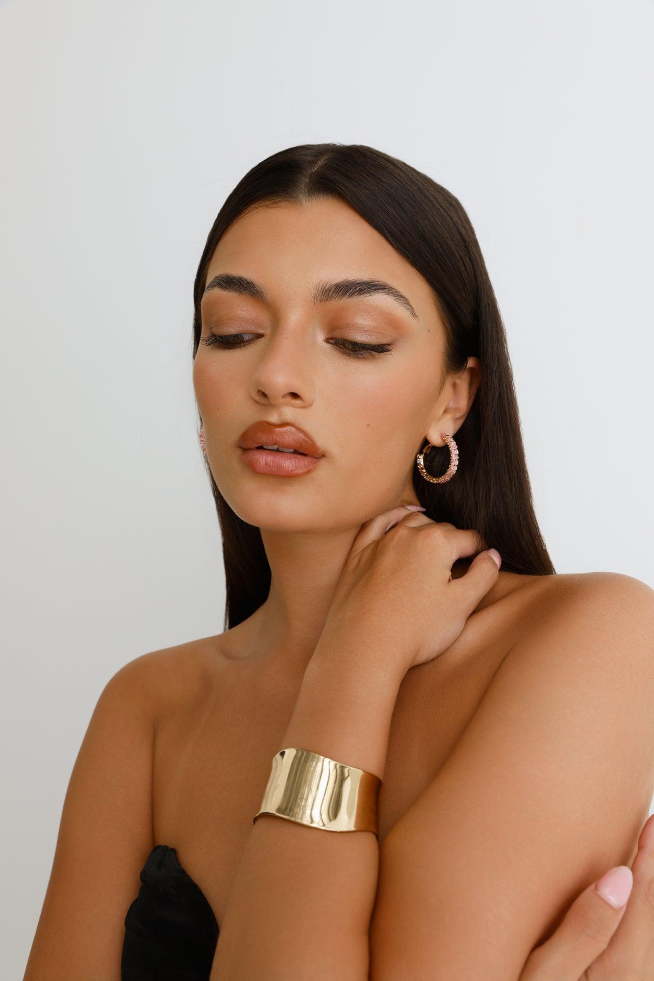 Rose Crystal Earrings Gold Product Image