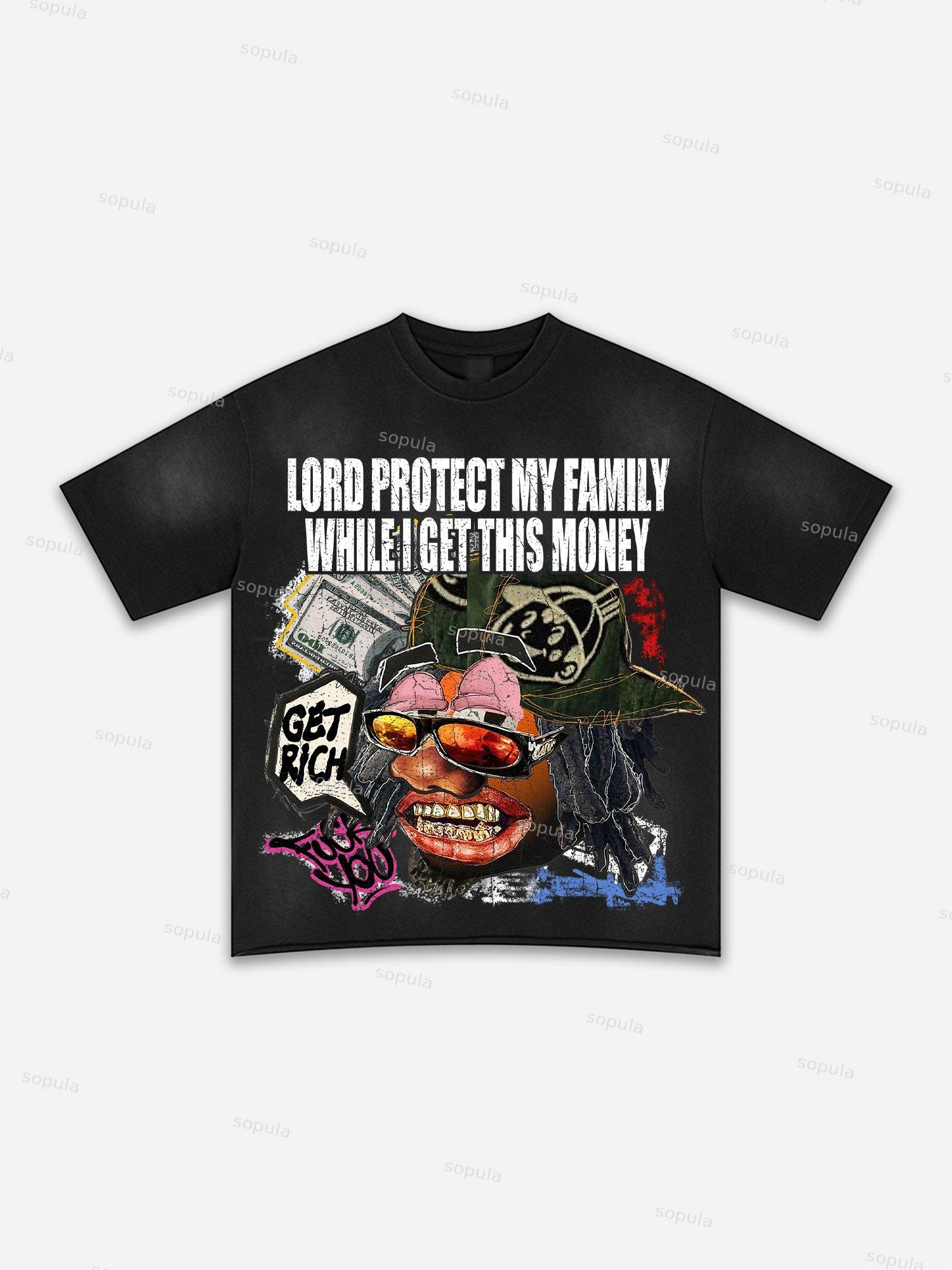 Authentic Abstract Portrait Print Washed T-shirt Product Image