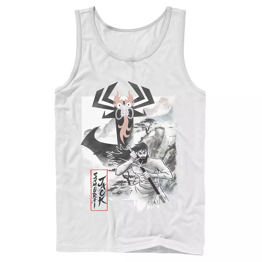 Men's Cartoon Network Samurai Jack Aku Water Color Paint Sketch Tank Top, Size: Large, White Product Image