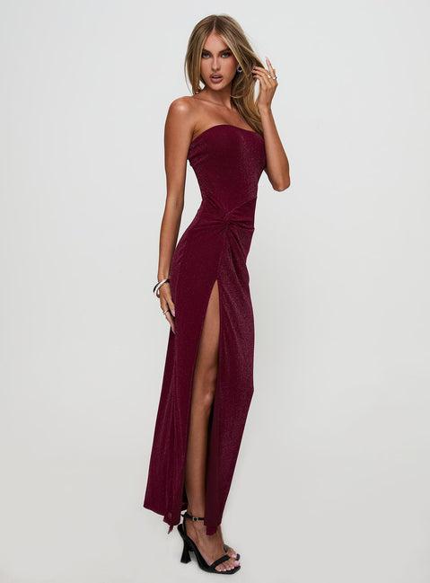 Jeniva Straplesss Maxi Dress Plum Product Image
