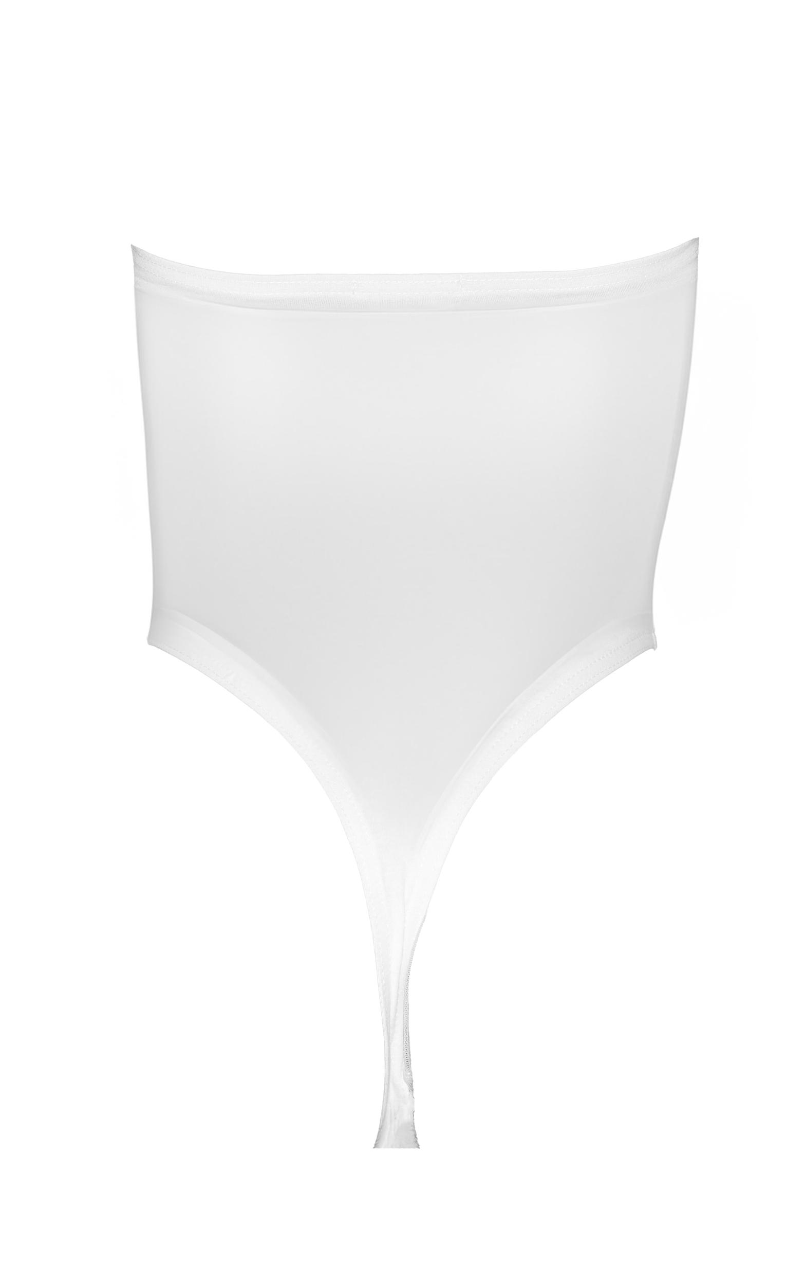 Basic White Cotton Blend Bandeau Bodysuit Product Image