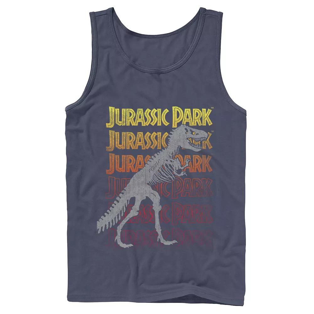 Men's Jurassic Park T-rex Skeleton Over Gradient Text Tank Top,  Product Image