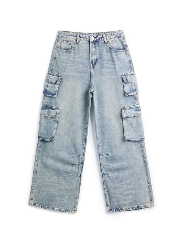 Men's Washed Multi Pocket Cargo Jeans Product Image