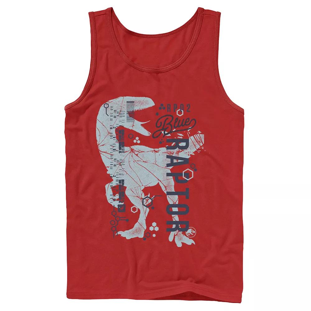 Men's Jurassic World Two Blue Raptor DNA Code Silhouette Tank Top,  Product Image