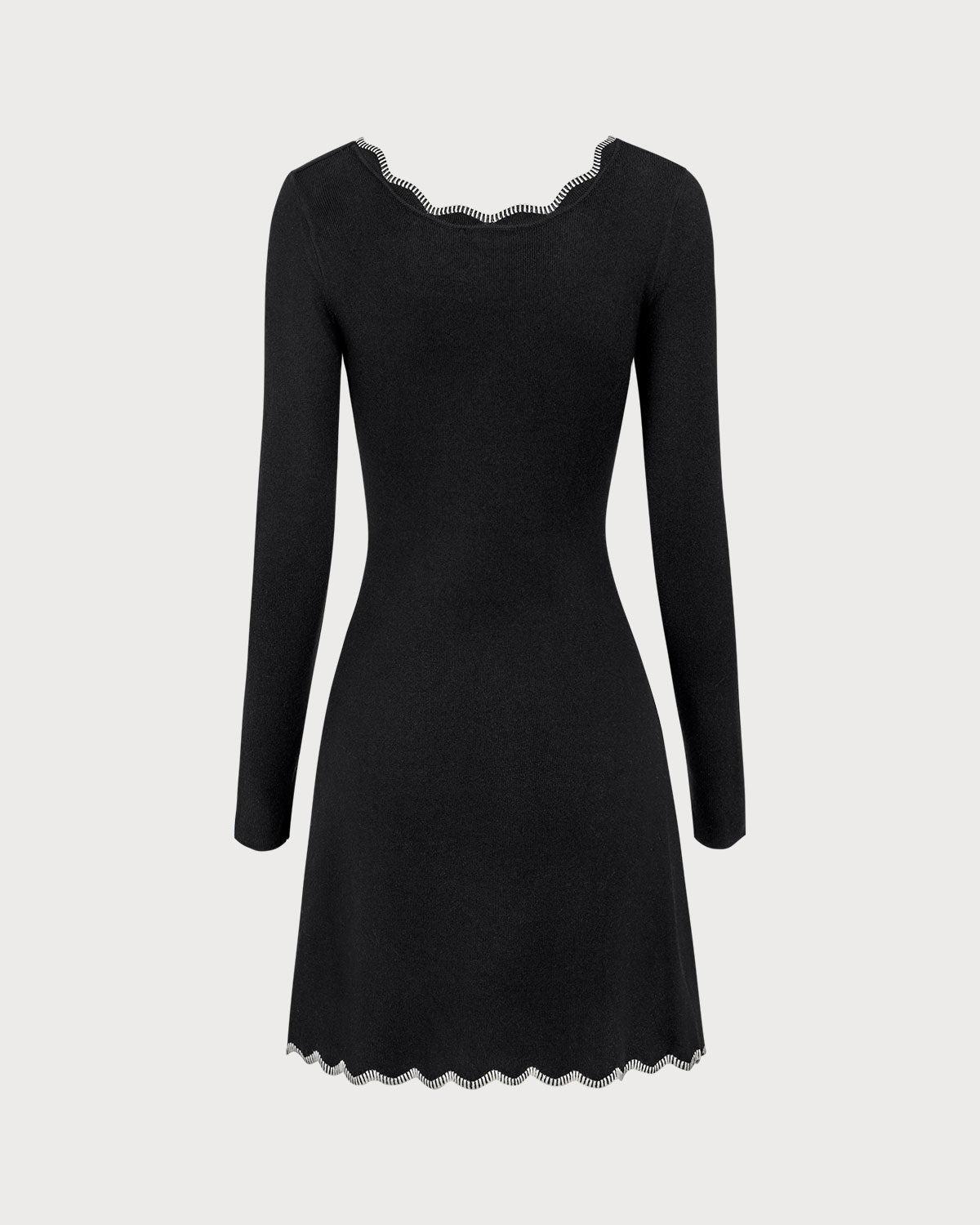 Women's Black Contrasting Knit Mini Dress Female Product Image