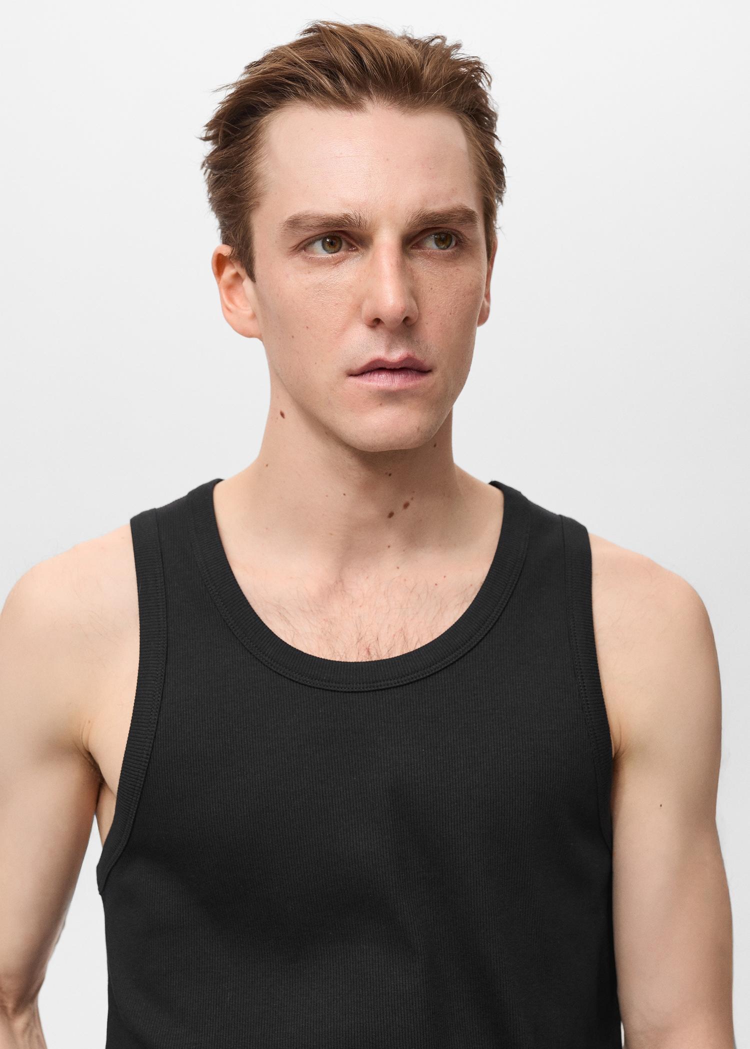 Slim-fit ribbed tank top - Men | MANGO USA Product Image