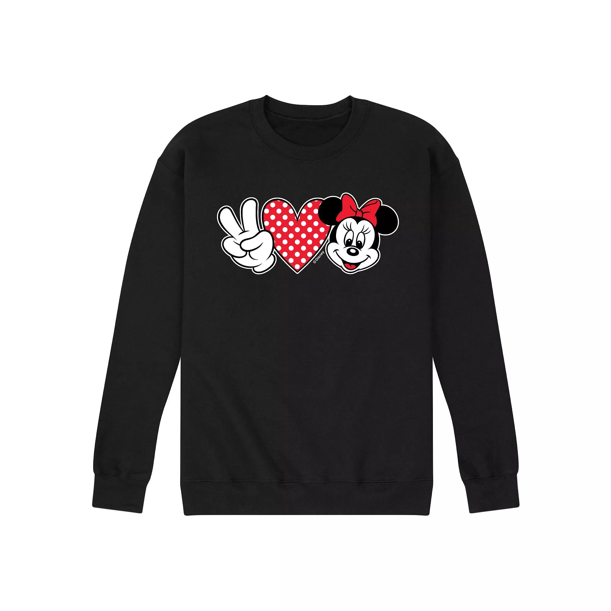 Disney's Minnie Mouse Men's Peace Love Minnie Fleece Sweatshirt,  Product Image