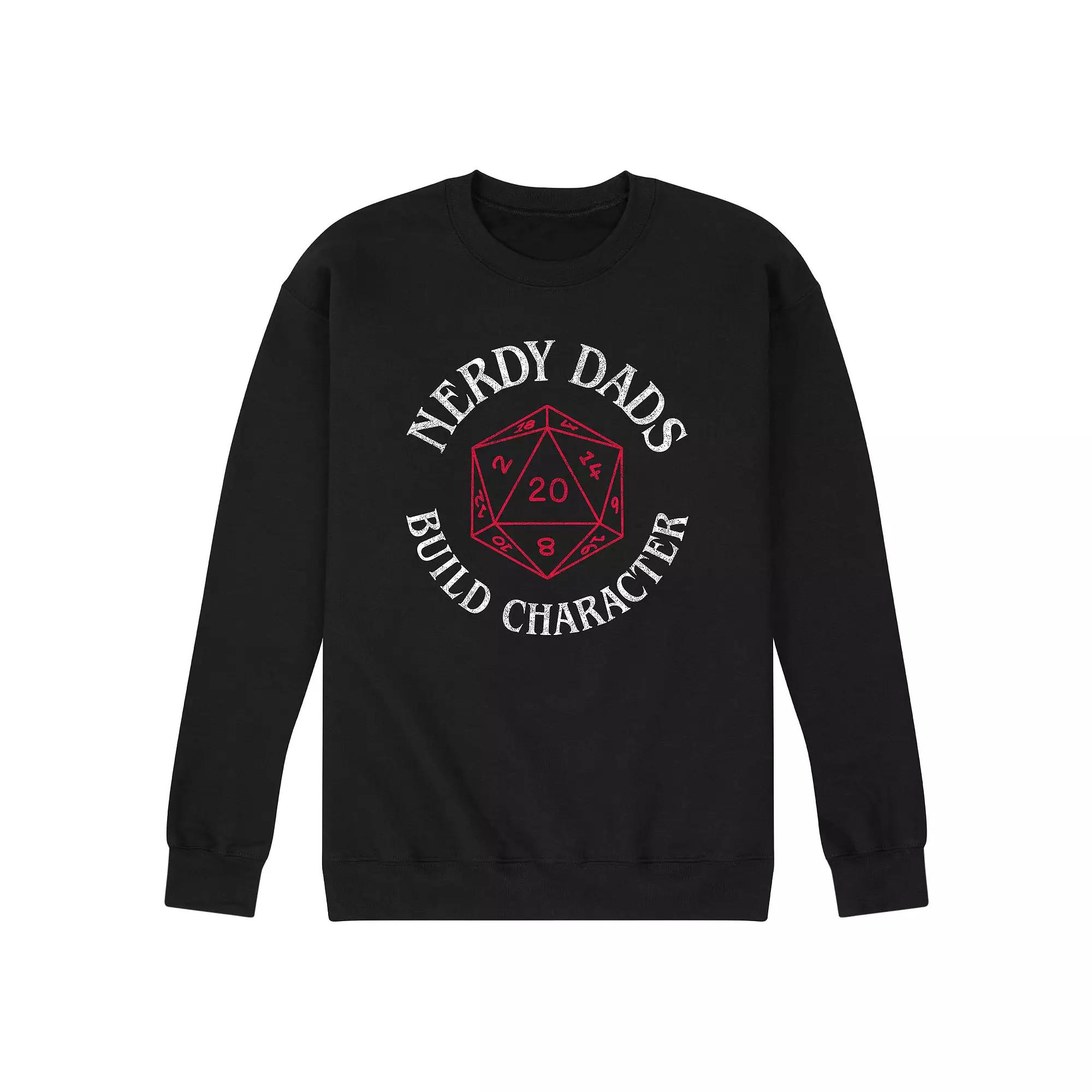 Men's Nerdy Dads Build Character Dungeons & Dragons D20 Graphic Sweatshirt, Size: Large, Black Product Image