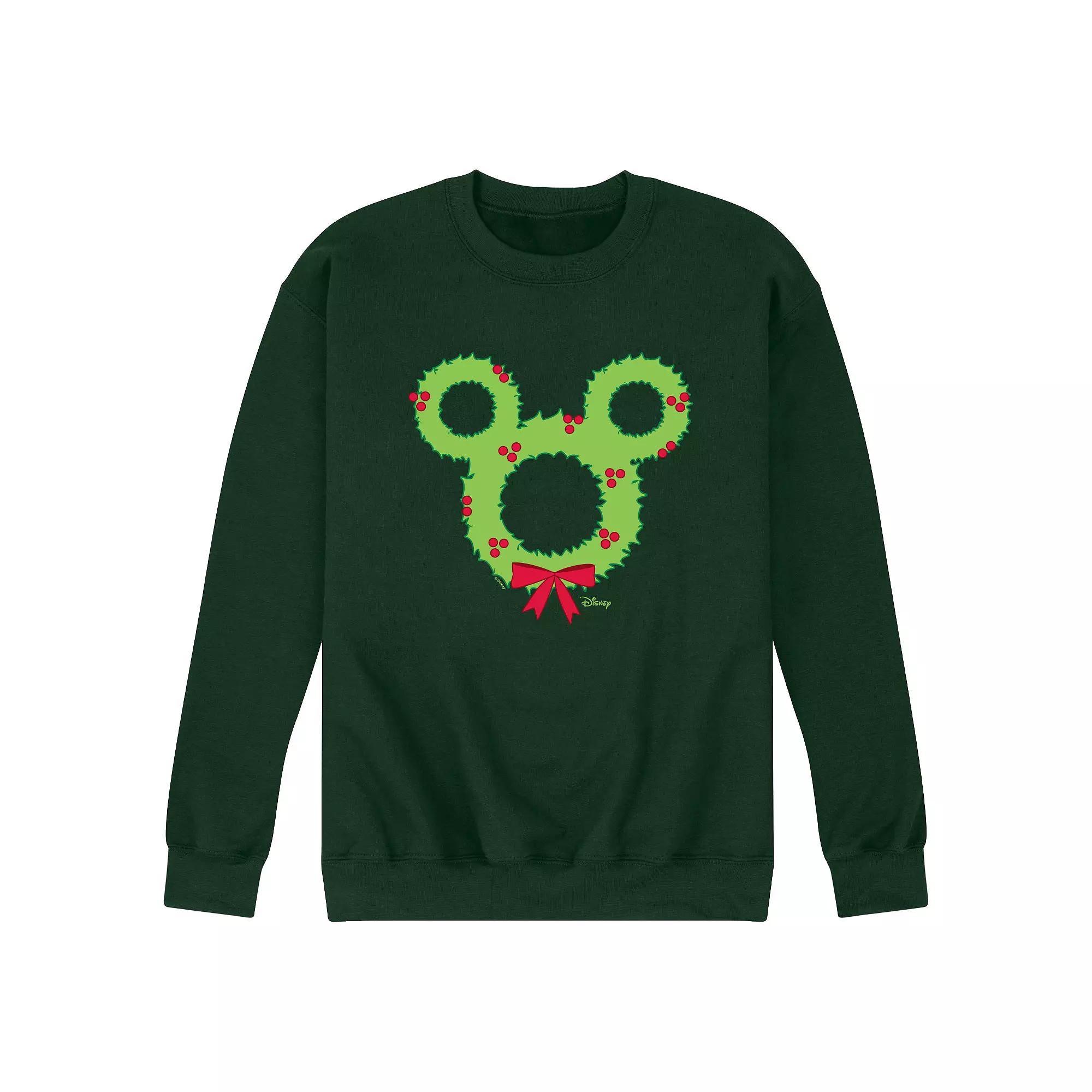Men's Disney Mickey Mouse Ears Wreath Fleece Sweatshirt,  Product Image