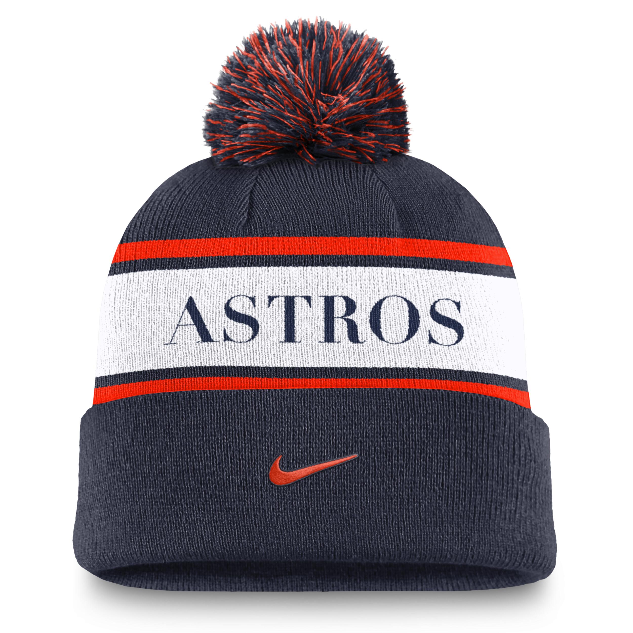 Houston Astros Team Stripe Peak Men's Nike MLB Cuffed Pom Beanie Product Image