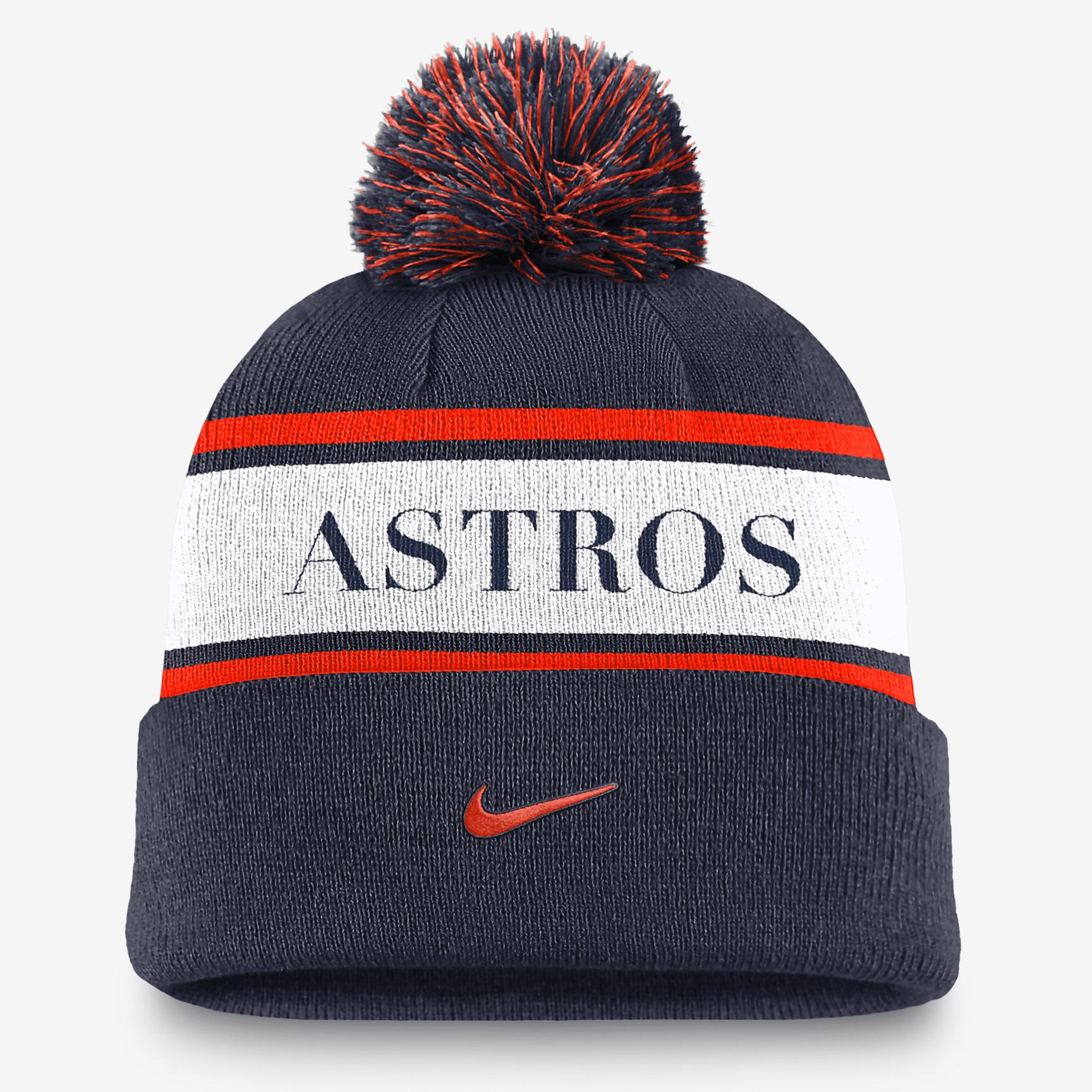 Houston Astros Team Stripe Peak Men's Nike MLB Cuffed Pom Beanie Product Image