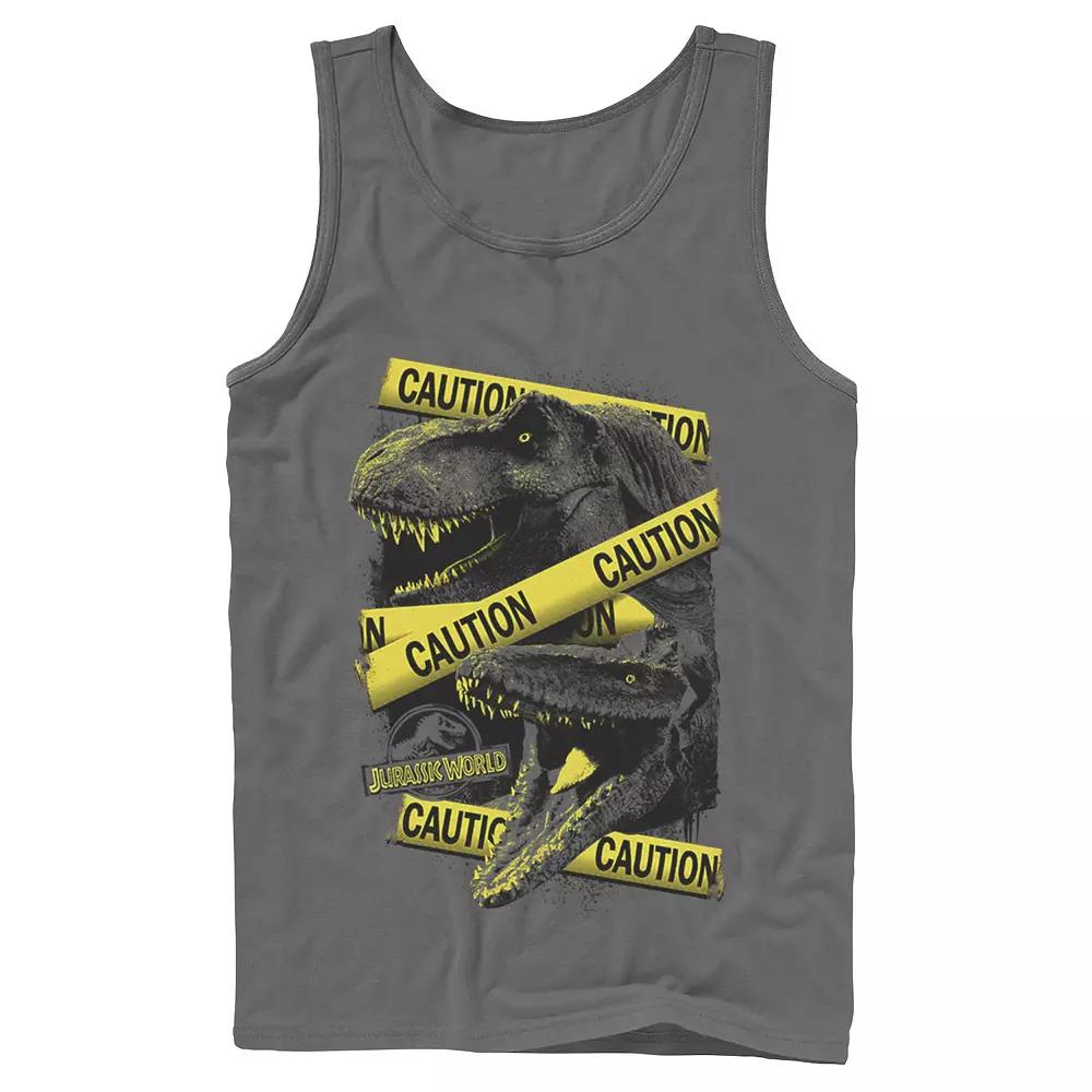 Men's Jurassic World Dinosaur Caution Splatter Tank Top,  Product Image