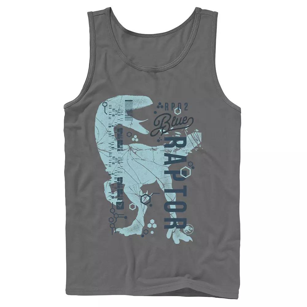 Men's Jurassic World Two Blue Raptor DNA Code Silhouette Tank Top,  Product Image