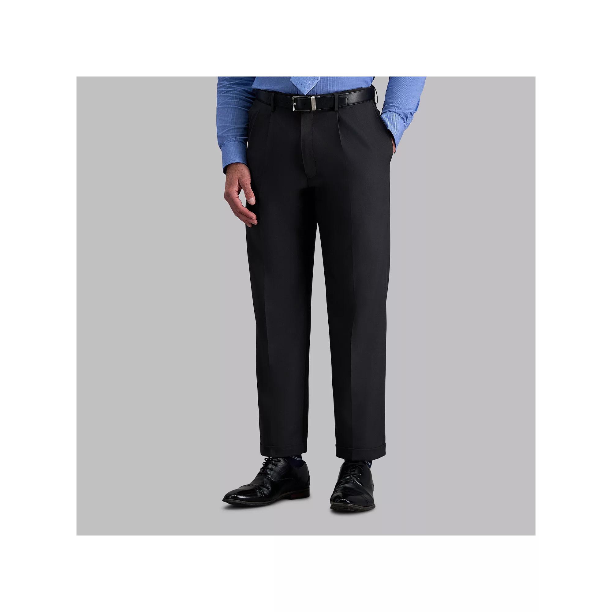 Men's Haggar® eCLo™ Stria Classic-Fit Hidden Expandable Waist Pleated Dress Pants,  Product Image