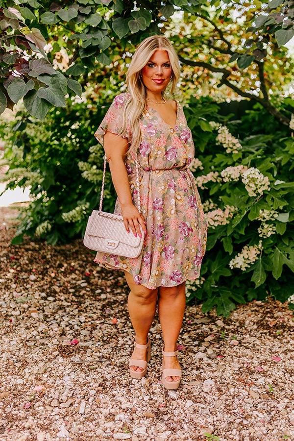 Sweet Like Honey Floral Mini Dress In Taupe Curves Product Image