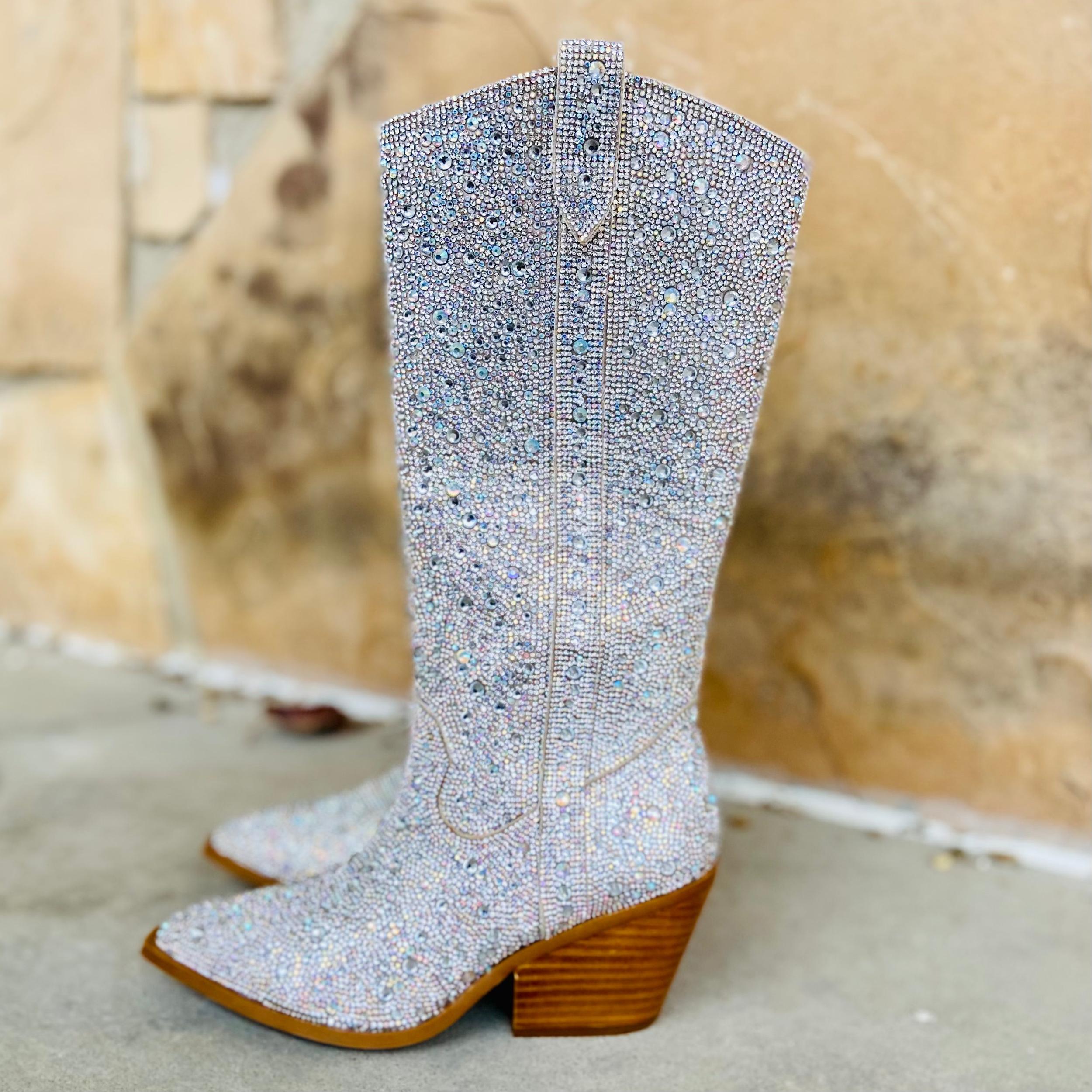 Glitz & Glam Silver Rhinestone Boots* Girls Product Image