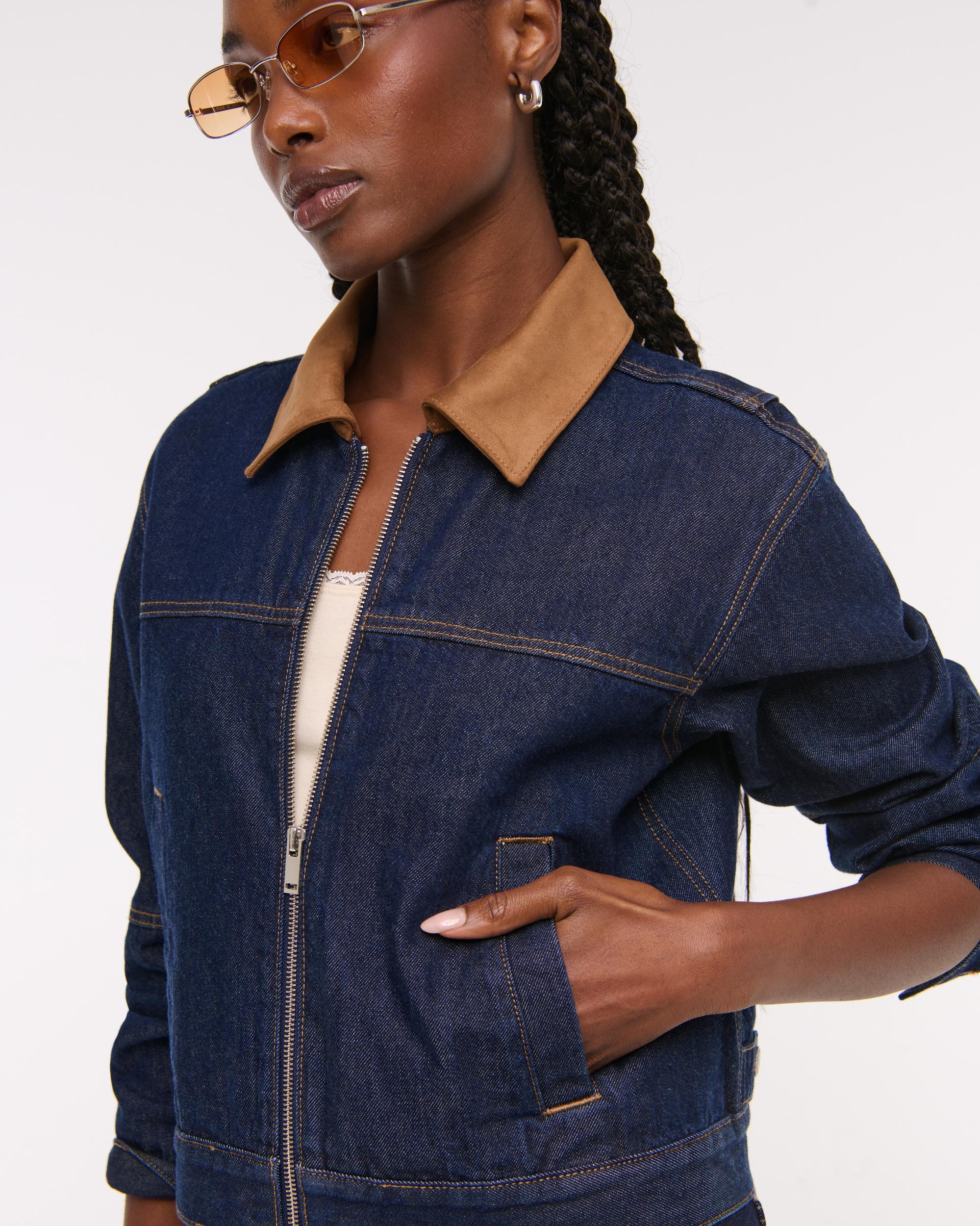 Denim Zip-Up Jacket Product Image