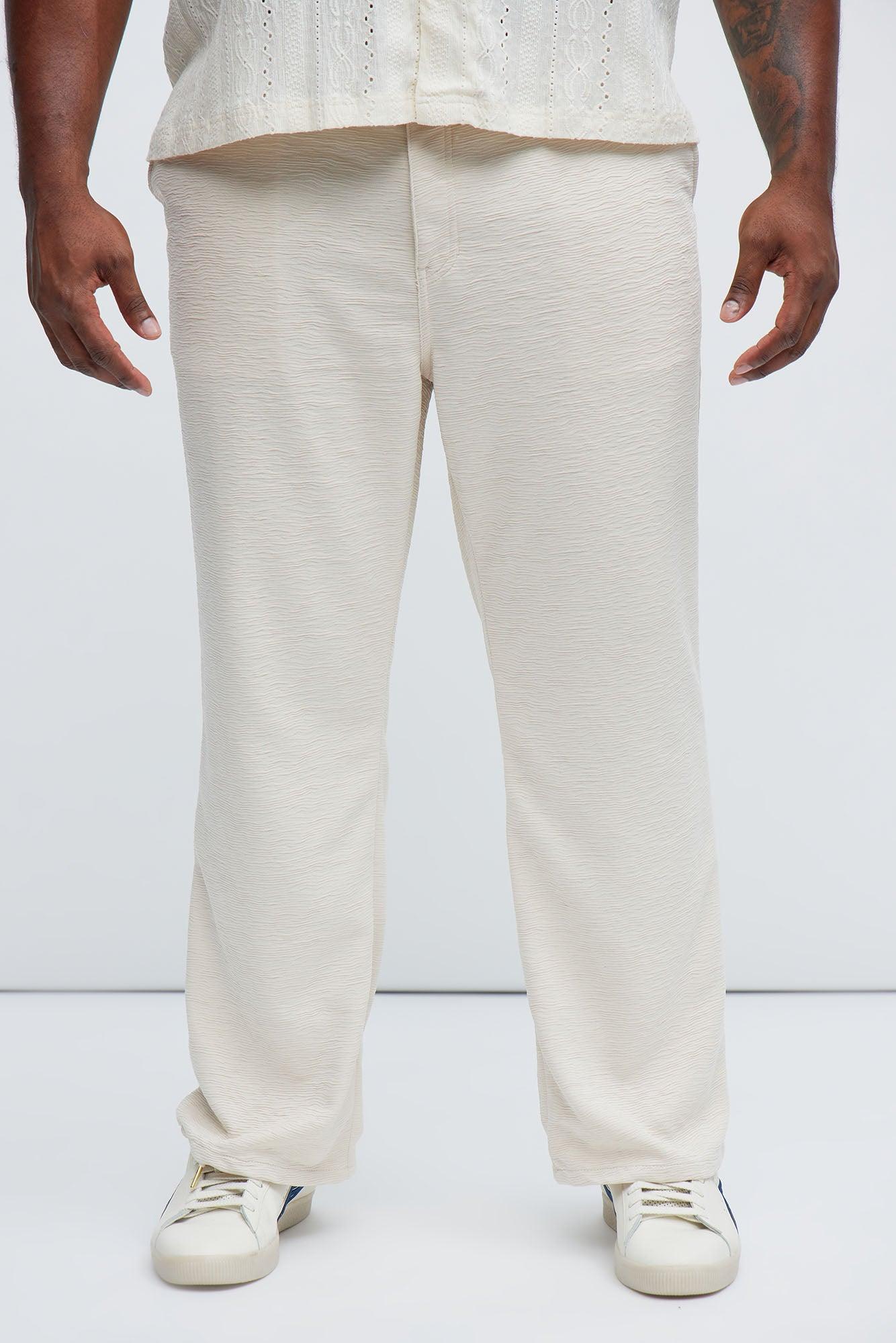 Blaze Textured Straight Pants II - Cream Product Image