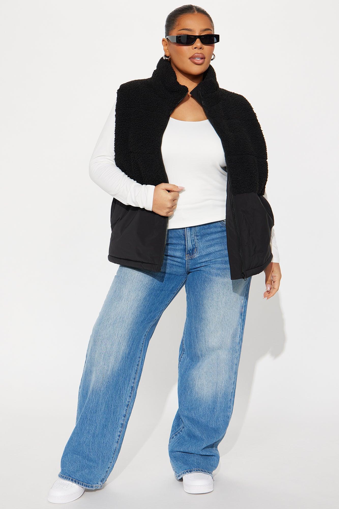 Find Me In The Clouds Sherpa Vest - Black Female Product Image