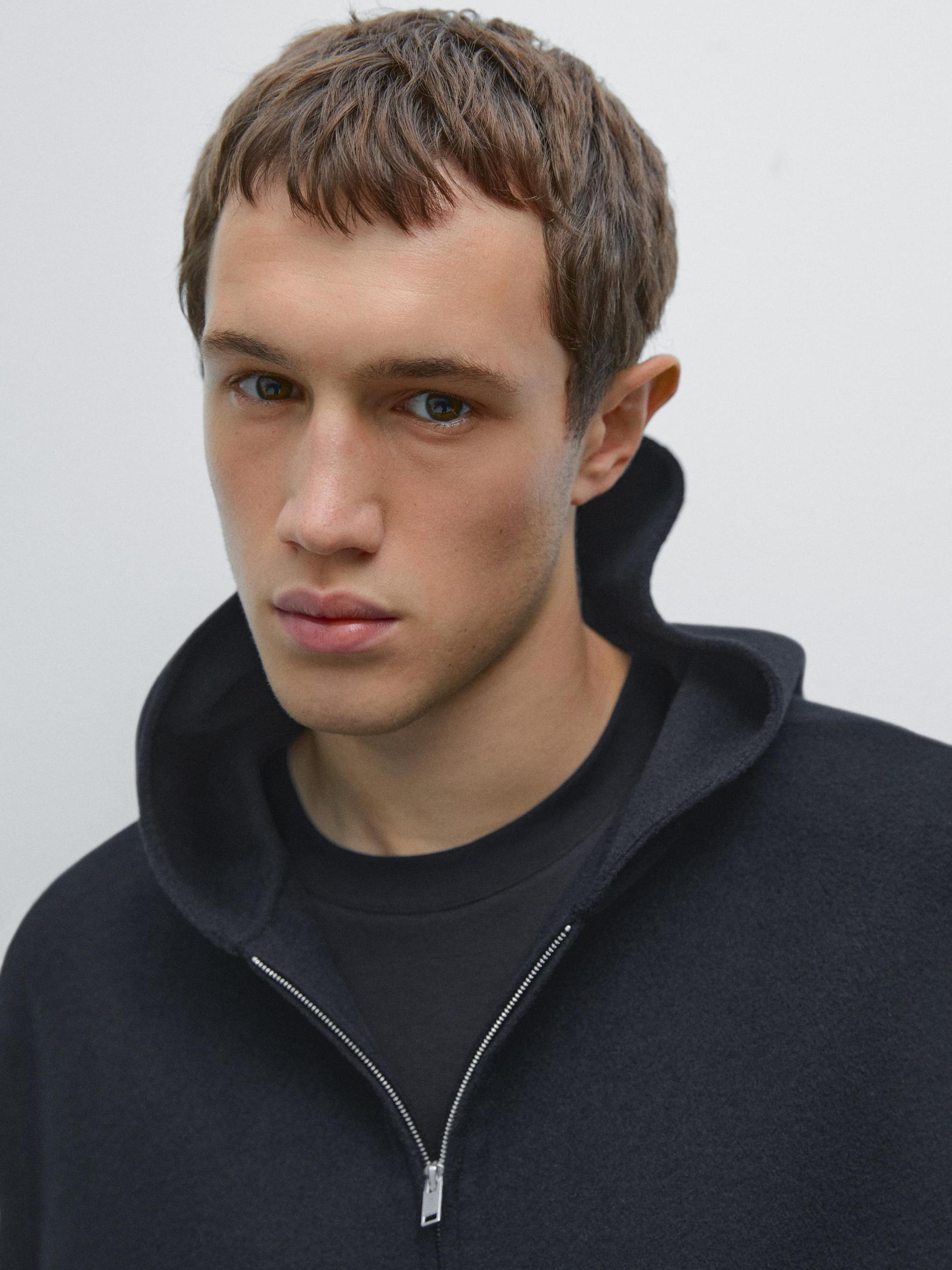 Wool blend hooded cardigan Product Image