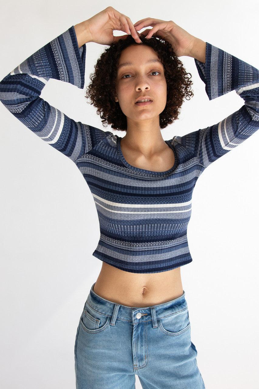 Striped Bell Long Sleeve Top Product Image
