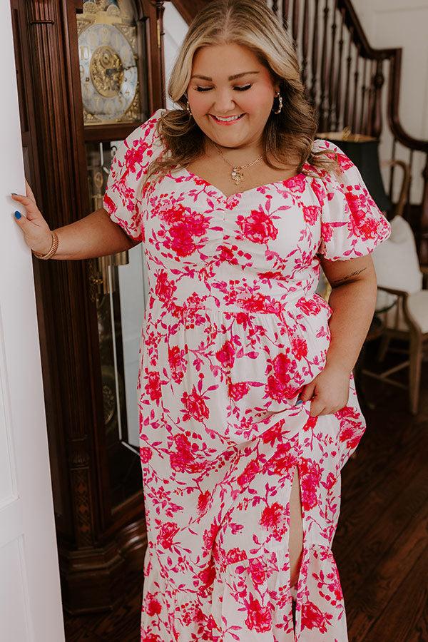 Sweet Surprise Floral Maxi Dress in Hot Pink Curves Product Image
