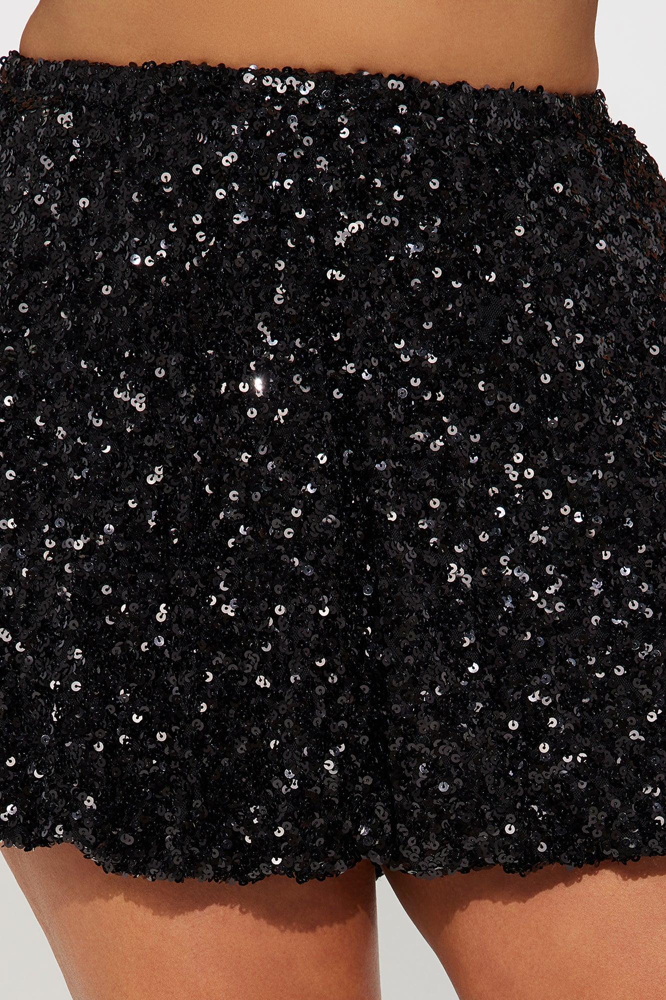 In Her Glory Sequin Bubble Skort - Black Product Image