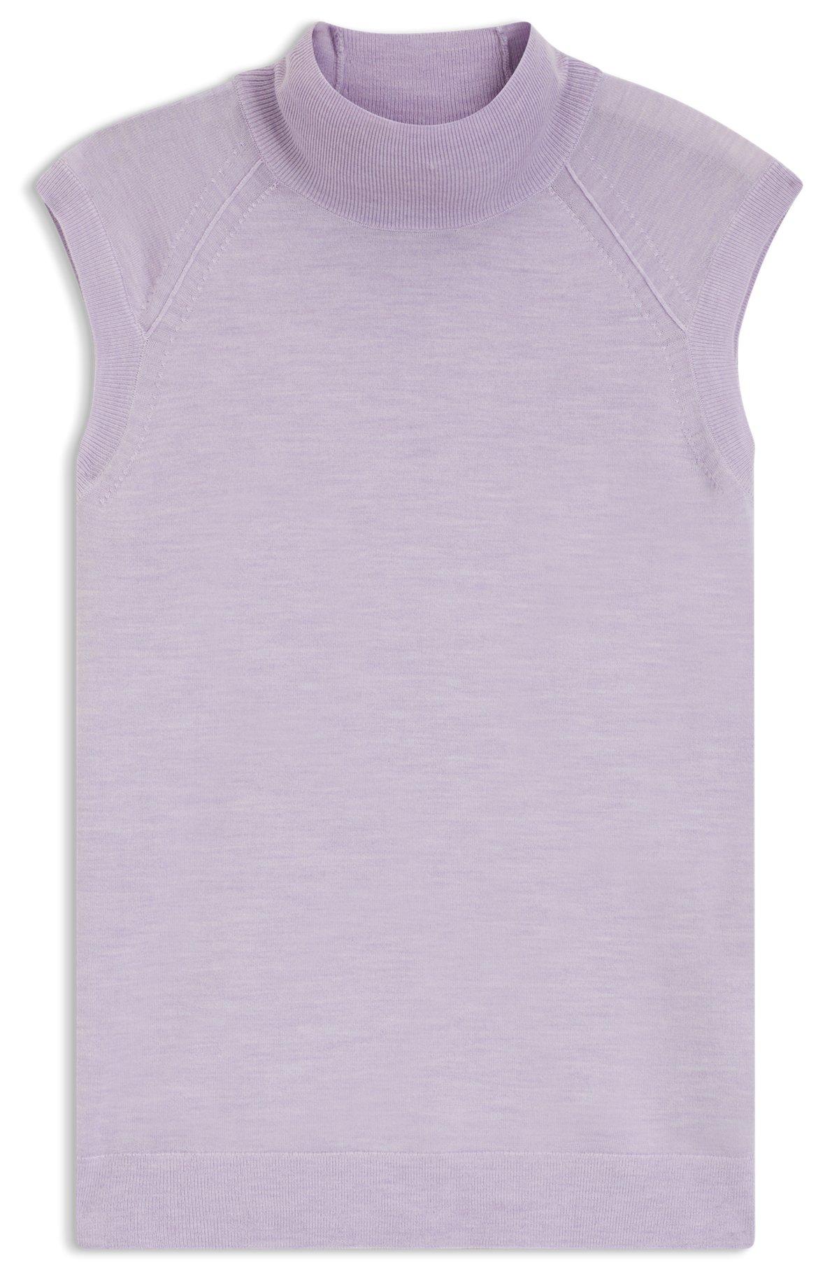 Sleeveless top in merino wool with mock neck Product Image