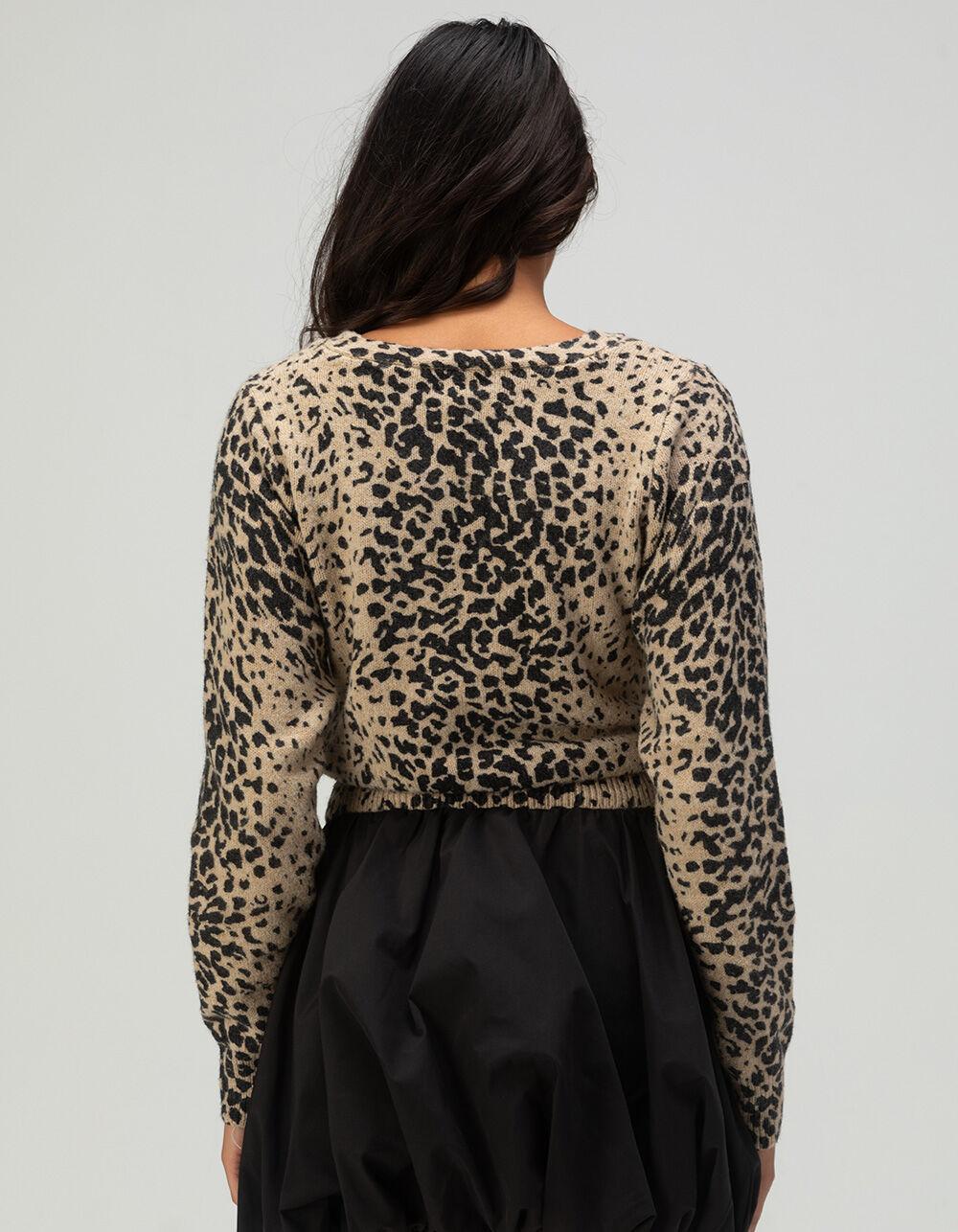 WEST OF MELROSE Leopard Womens Cardigan - LEOPARD Product Image