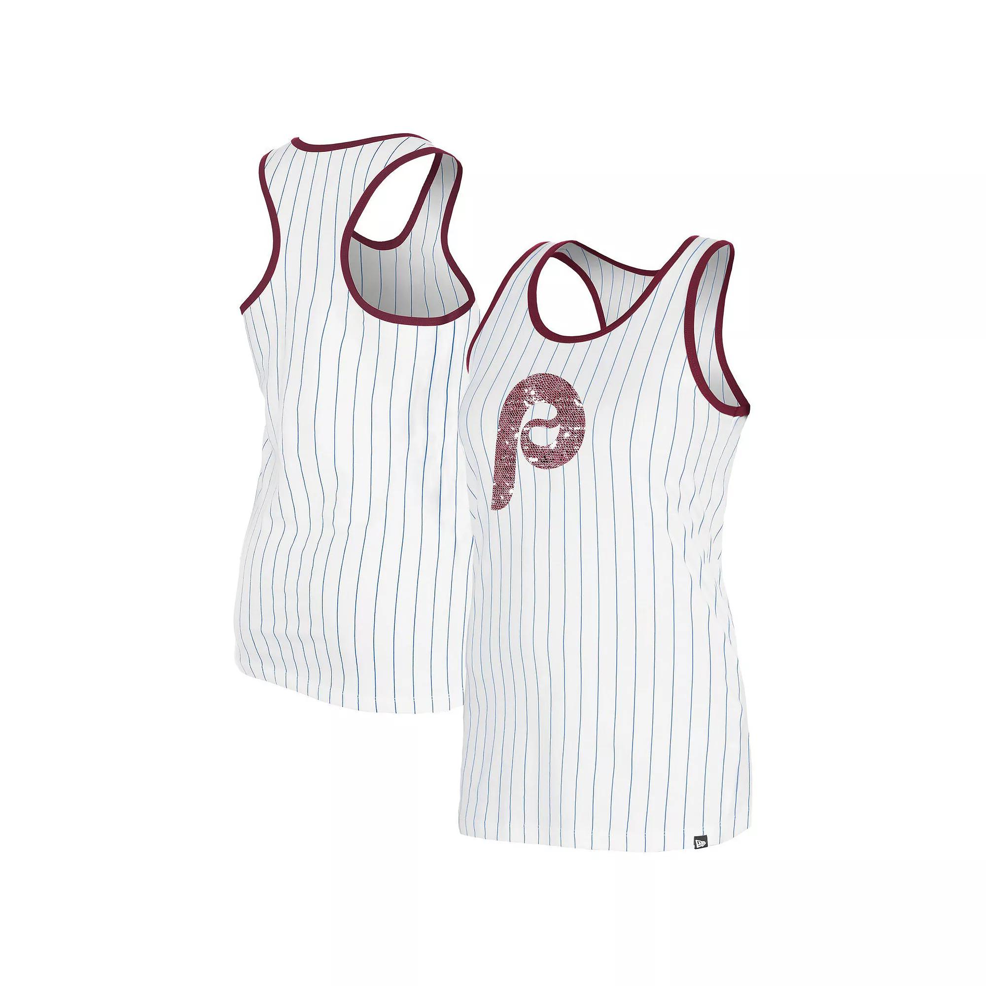 Women's New Era White Philadelphia Phillies Gameday Pinstripe Tank Top, Size: XL Product Image