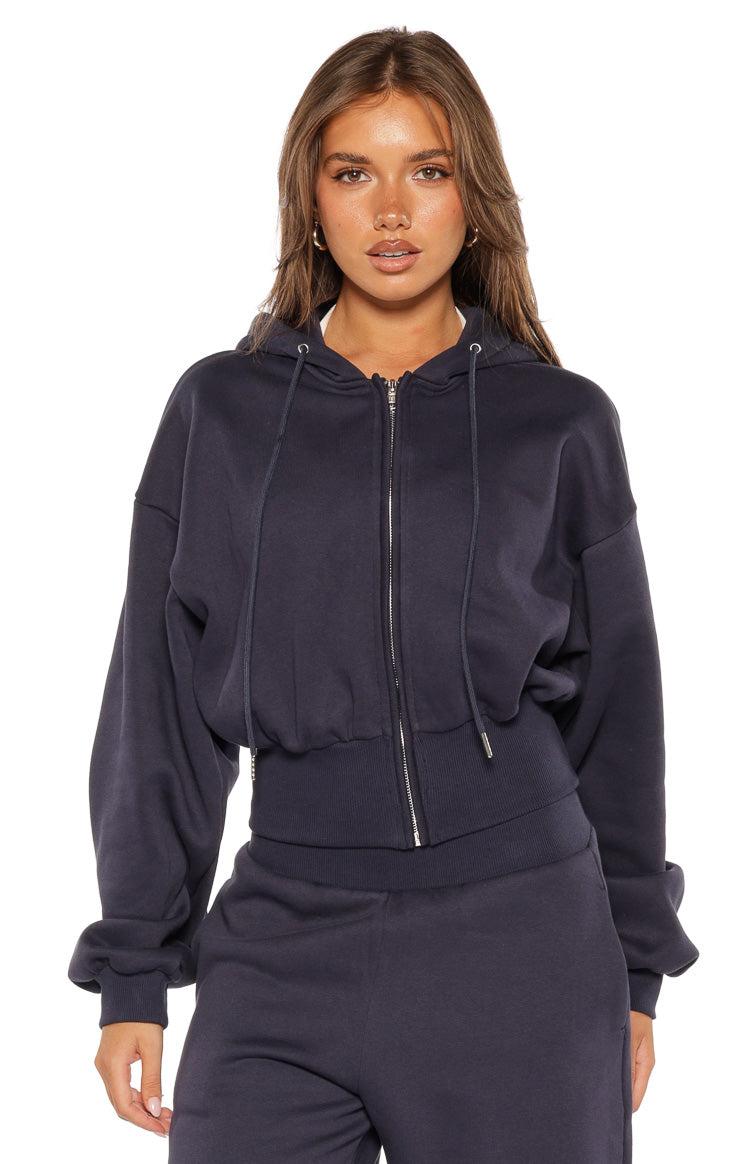 Dora Navy Barrel Leg Track Pants Product Image