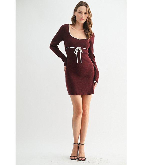All in Favor Long Sleeve Sweater Mini Dress Product Image