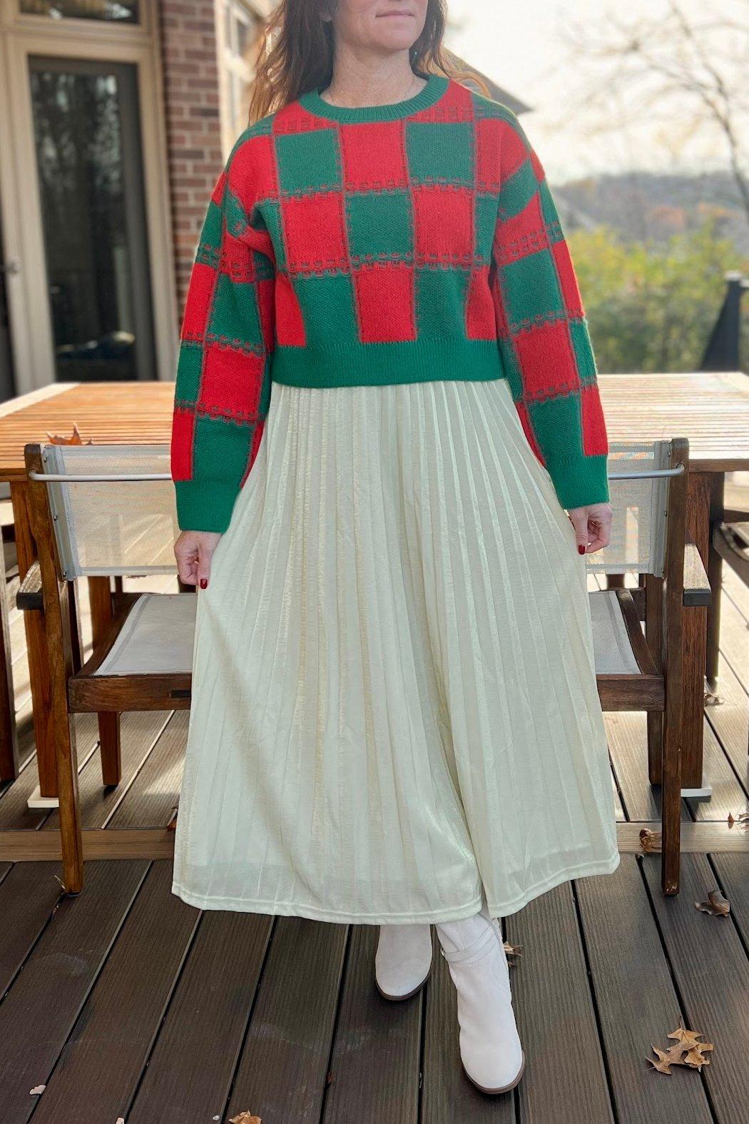 Colorblock Cropped Sweater Product Image