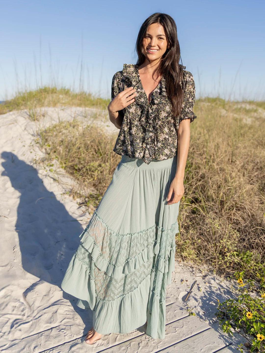 My Favorite Cotton Top - Blue Floral Product Image