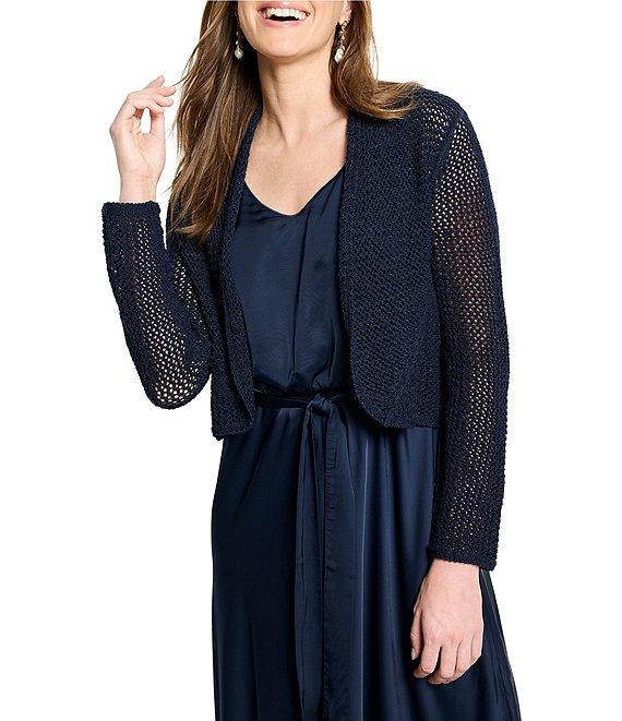 NIC + ZOE Open Mesh Knit Cocoon Open Front Long Sleeve Cardigan Product Image