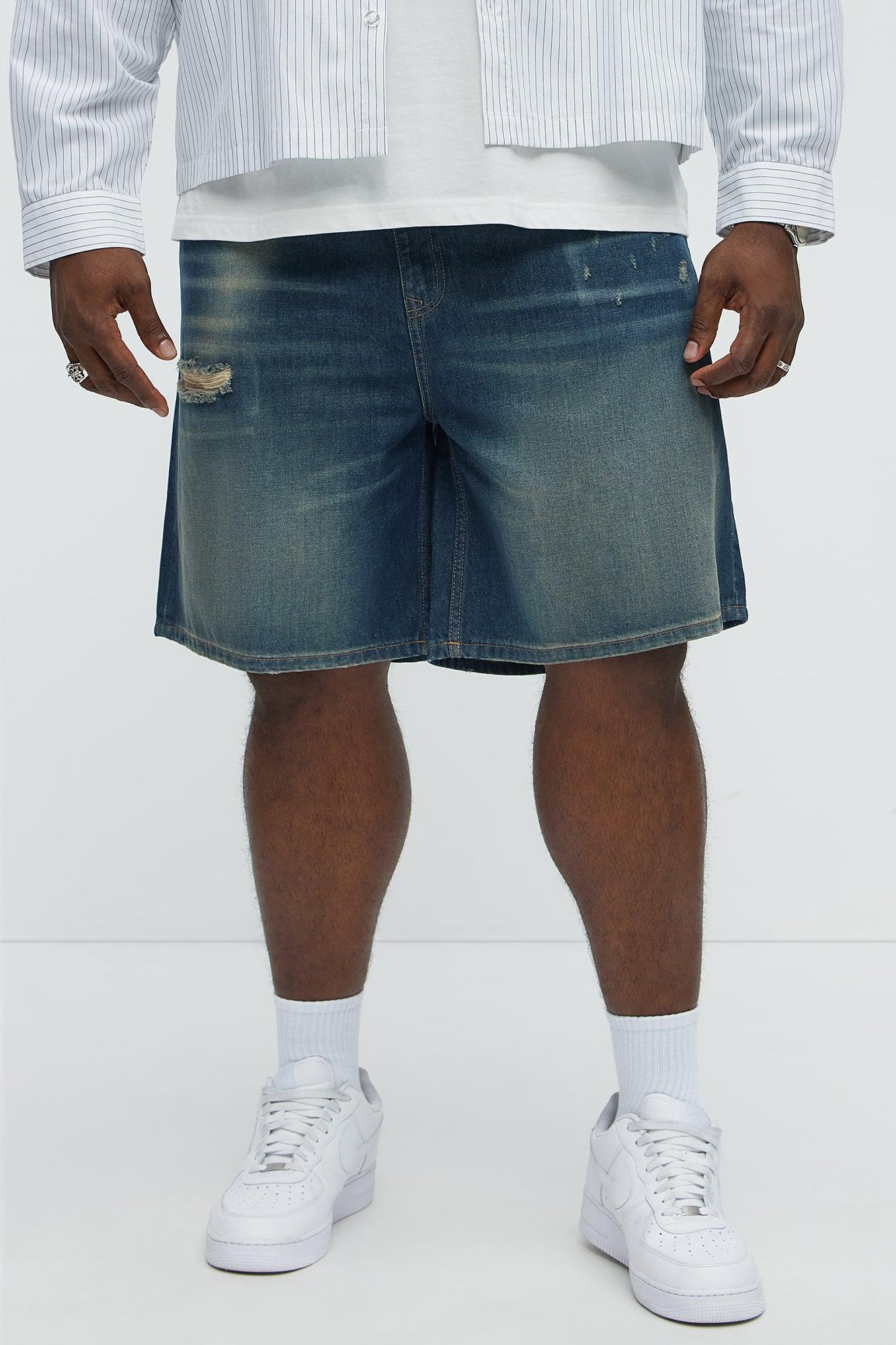 Don't Hate Relaxed Denim Shorts - Dark Wash Product Image