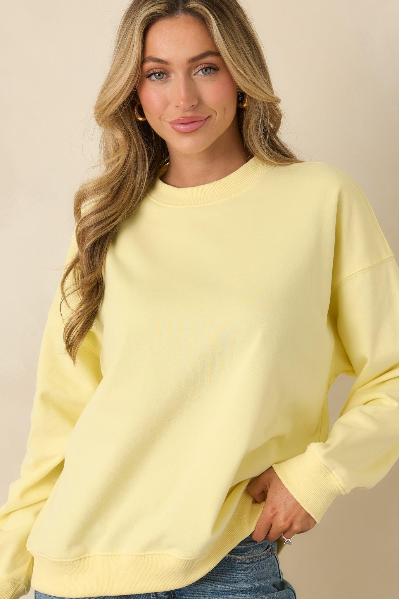 Radiant Vibes Yellow Crewneck Sweatshirt Product Image