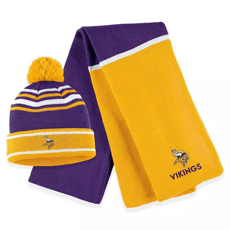 Women's WEAR by Erin Andrews Black Pittsburgh Steelers Colorblock Cuffed Knit Hat with Pom and Scarf Set Product Image